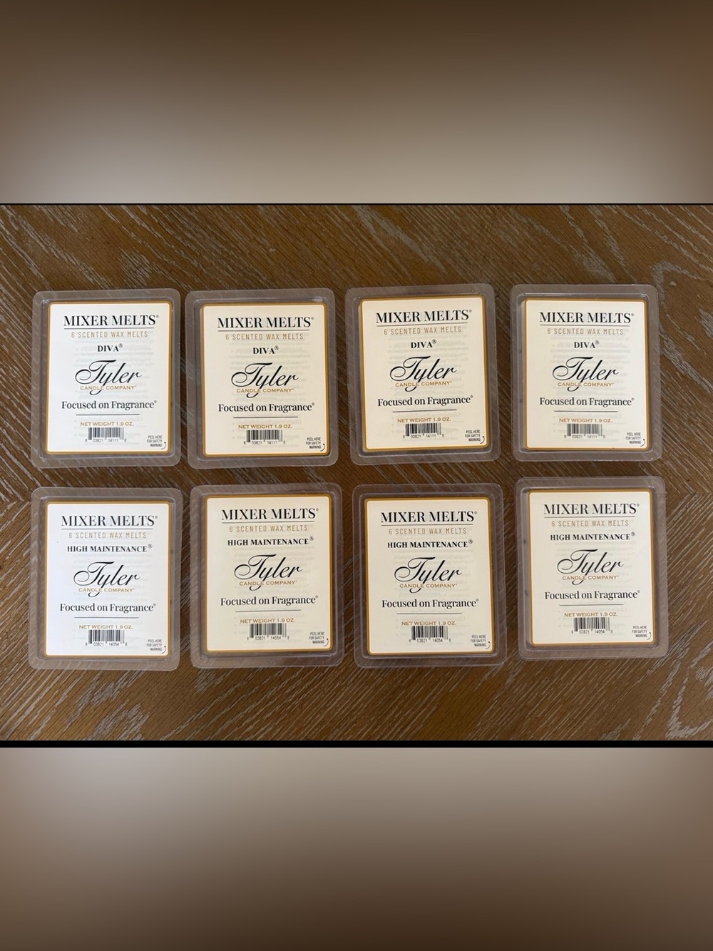4 packs of Tyler Diva, 4 packs High Maintenance Wax Melts. NEW